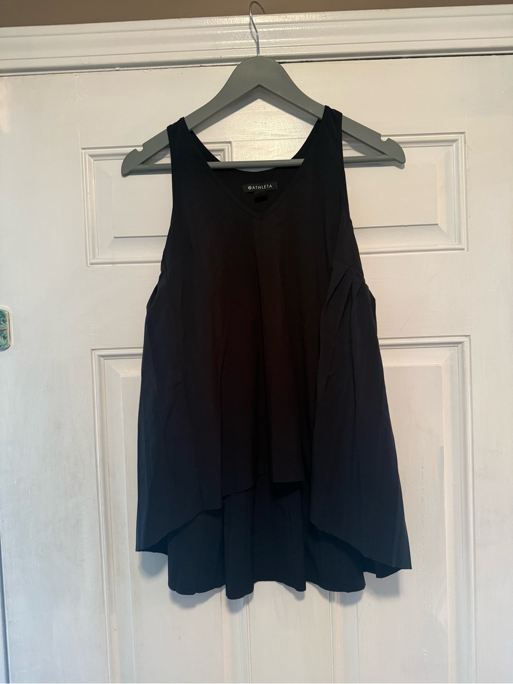 Athleta Black V-Neck Swing Tank with Flowing Hem